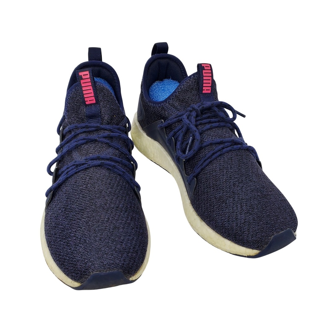 Puma NRGY Star Multi Womens Running Shoes Navy Blue Pink Knit Sneakers Size 10